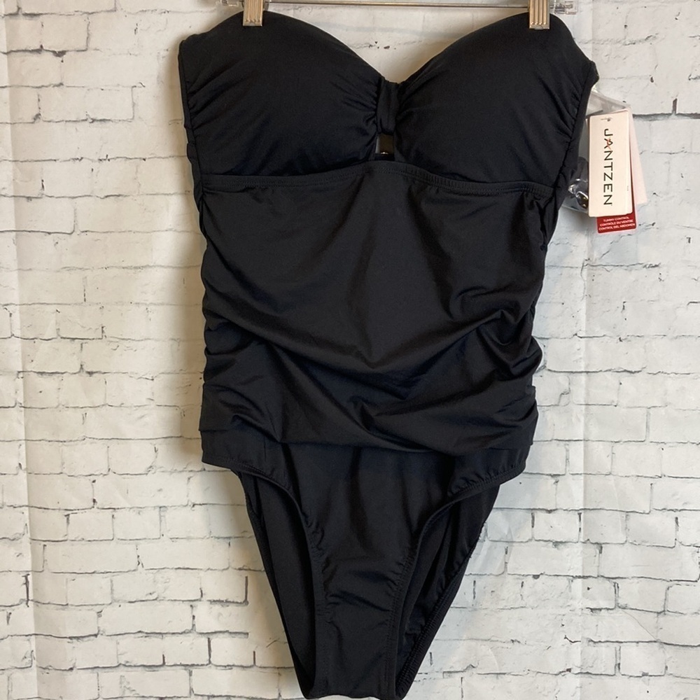Jantzen Classics One Piece Cut Out Swimsuit Tummy Control Removable Strap 10 NWT